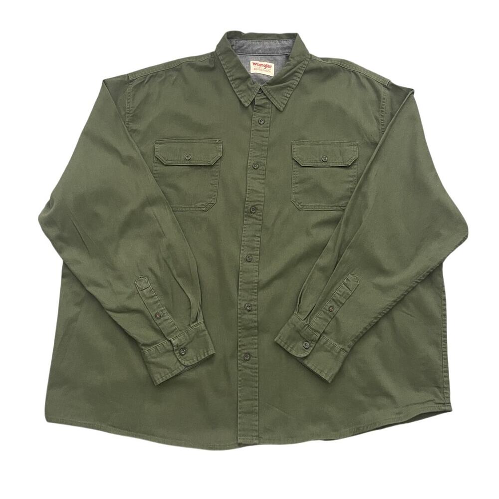 Wrangler authentics Mens Size 3XL Dark Green Long Sleeve Shirt